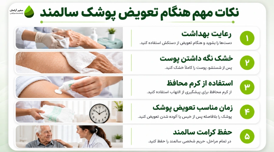 نکات مهم هنگام تعویض پوشک سالمند