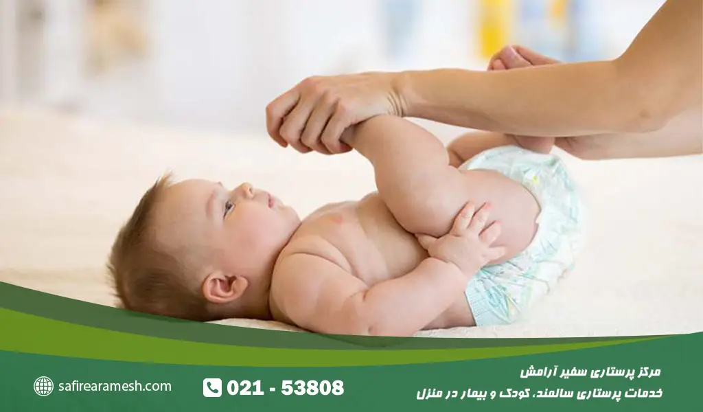 گرفتن نفخ شکم نوزاد