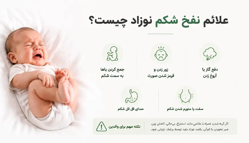 علائم نفخ شکم نوزاد